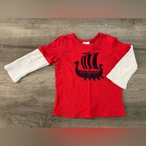Hanna Andersson VGUC Viking ship shirt LS 2T 85cm